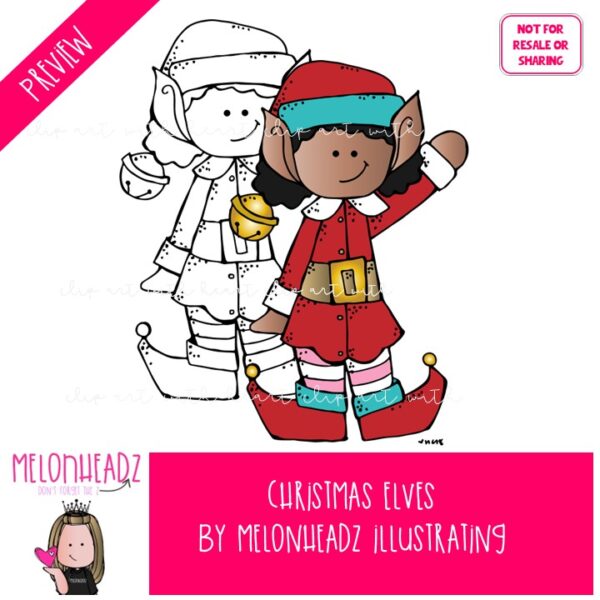 Christmas Elves clip art Mini - Melonheadz