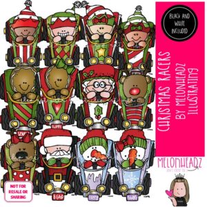 Christmas Racers clip art, Race Car clip art, Santa clip art COMBO PACK