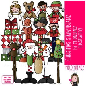 Christmas Stringbeanz clip art, Santa clip art, Nutcracker clip art COLORED Version