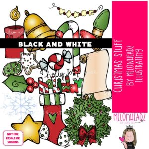 Christmas Stuff clip art, Christmas Cookie clip art BLACK AND WHITE