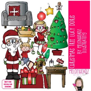 Christmas Tree clip art, Lucy Doris Doris clip art COLORED Version