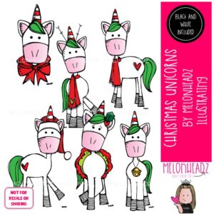 Christmas Unicorns clip art Mini