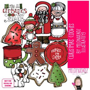 Christmas Cookies clip art, Santa clip art COLORED Version