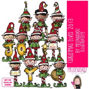 Christmas Elves clip art 2013 COLORED Version