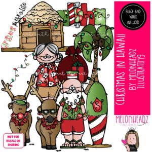 Christmas in Hawaii clip art, Warm Weather, Santa COMBO PACK