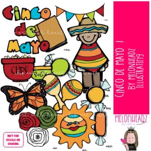 Cinco de Mayo 1 clip art, Fiesta, Maracas COLORED Version