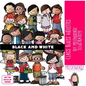Class Rules clip art, Kidlettes, Manners BLACK AND WHITE