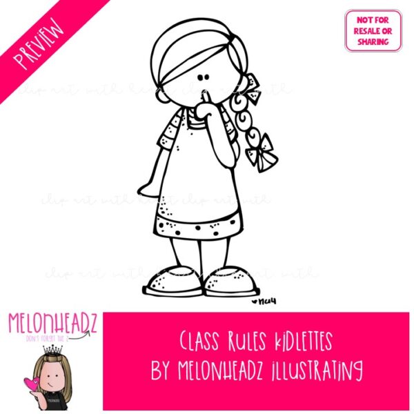 Class Rules clip art, Kidlettes, Manners BLACK AND WHITE - Melonheadz