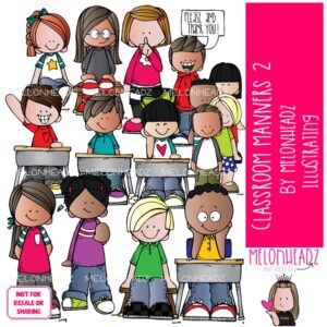 Classroom Manners 2 clip art, etiquette, rules COLORED Version