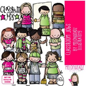 Classroom Jobs clip art, school, kidlettes COLORED Version