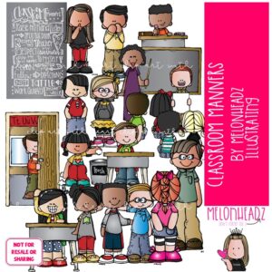 Classroom Manners clip art, etiquette, rules COLORED Version