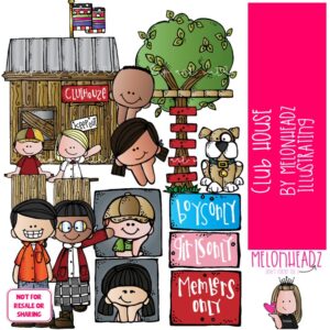 Clubhouse clip art, treehouse, club COLORED Version