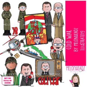 Cold War clip art, historical figure, plane COLORED Version