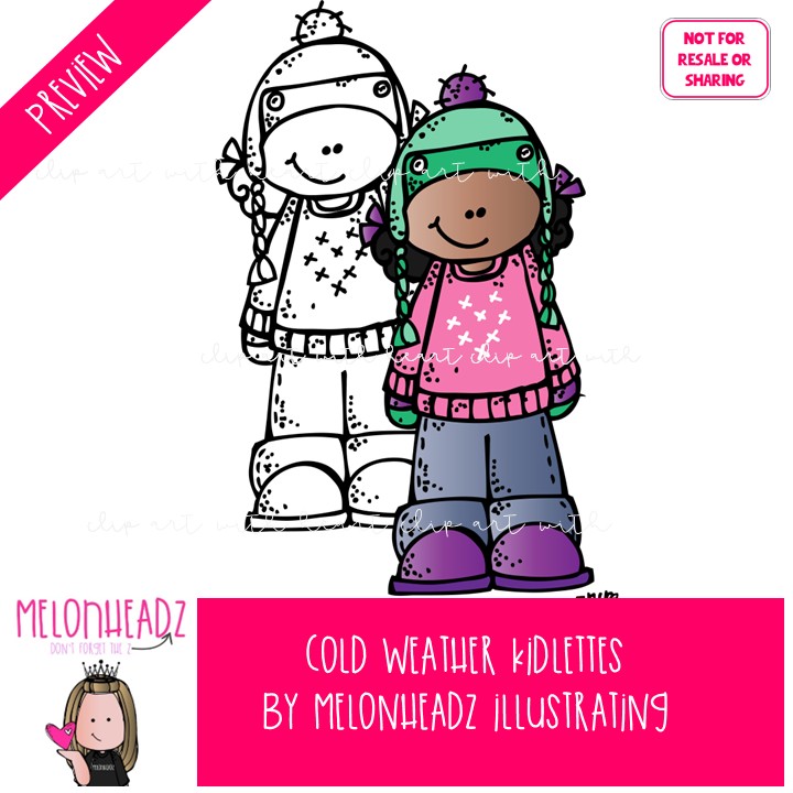 Cold Weather Kidlettes clip art, Winter clip art COMBO PACK - Image 2