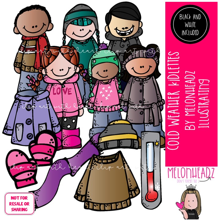 Cold Weather Kidlettes clip art, Winter clip art COMBO PACK
