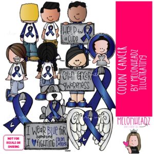 Colon Cancer clip art, Awareness, Ribbon COLORED Version