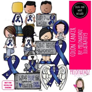 Colon Cancer clip art, Awareness, ribbon COMBO PACK