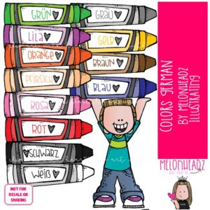 Colors clip art, German, crayon COLORED Version