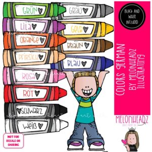 Colors clip art, German, crayon COMBO PACK