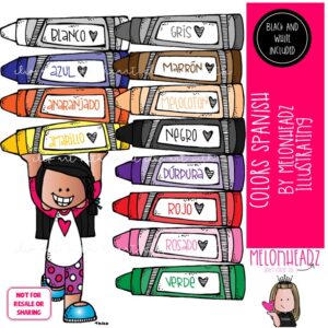 Colors clip art, Spanish, COMBO PACK