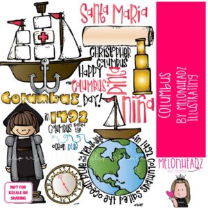 Columbus clip art, Christopher, explorer COLORED Version