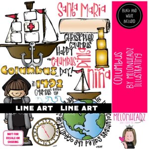 Columbus clip art, Christopher, explorer LINE ART and BLACK AND WHITE