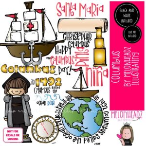 Columbus clip art, Christopher, explorer COMBO PACK