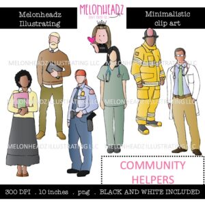 Community Helpers clip art, Minimal Style Mini