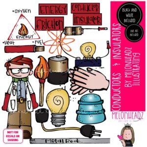 Conductors and Insulators clip art, science, experiment COMBO PACK
