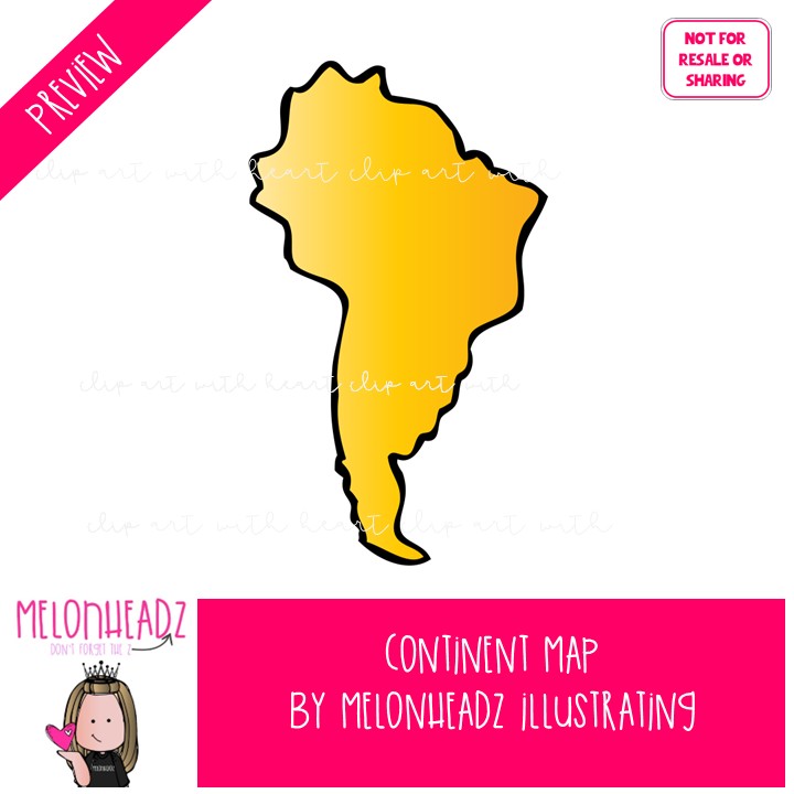 Continent map clip art, world COLORED Version - Image 3