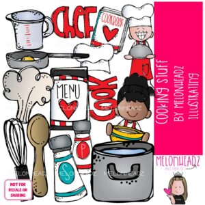 Cooking Stuff clip art, kid, chef COLORED Version