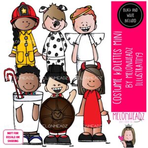 Costume Kidlettes1 clip art, Halloween, pairs Mini