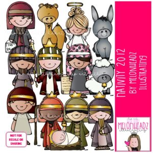 Nativity clip art 2012, Bobbleheadz clip art COLORED VERSION