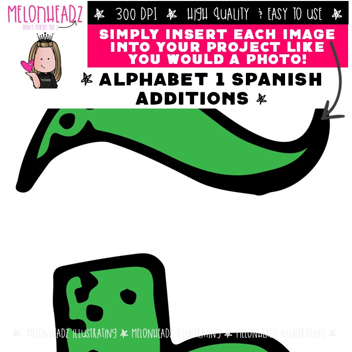 Alphabet 1 clip art, Spanish Additions clip art, Letters clip art Mini - Image 3