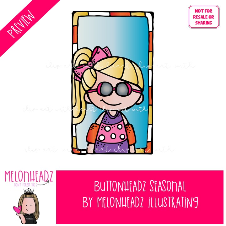 Buttonheadz clip art, Seasonal, holiday COLORED Version - Image 2