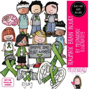 Traumatic Brain Injury clip art, awareness, TBI, ribbon COMBO PACK