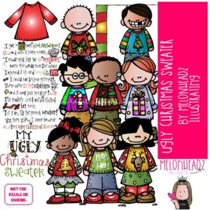 Ugly Christmas Sweater clip art COLORED Version