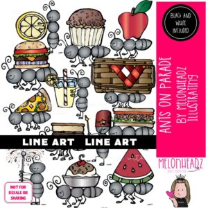 Ants on Parade clip art, Insect clip art, Bug clip art LINE ART and BLACK AND WHITE