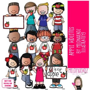 Apple Kidlettes clip art, Apple clip art COLORED Version