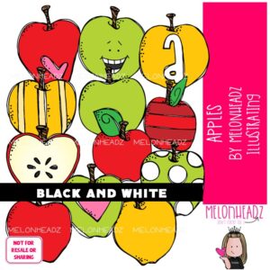Apples clip art, Fruit clip art, Food clip art BLACK AND WHITE
