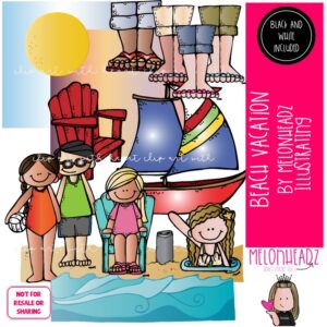 Beach Vacation clip art, background, waves COMBO PACK