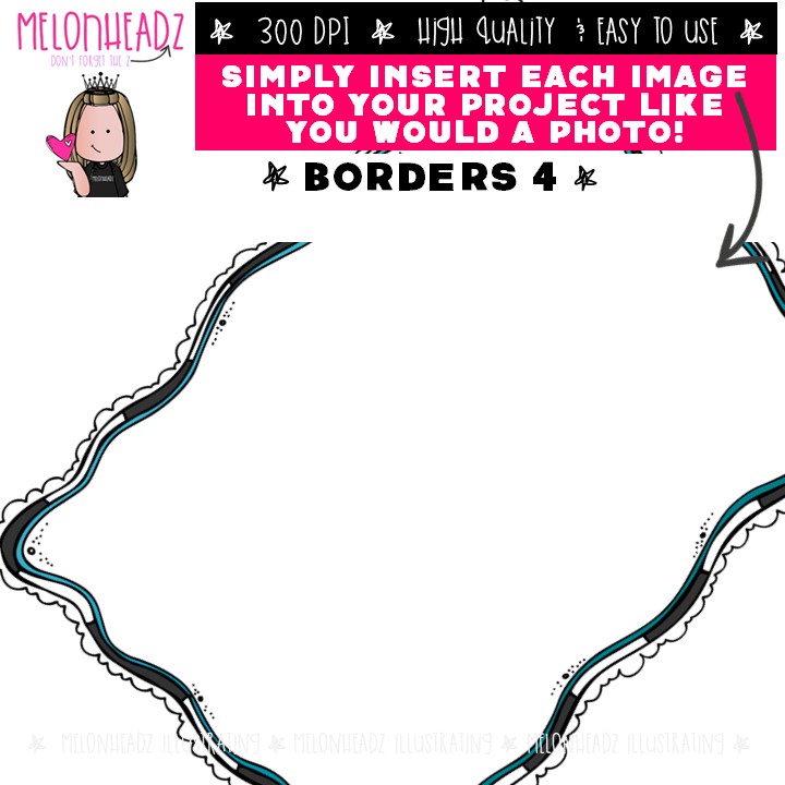 Borders clip art 4, frames, blank COLORED Version - Image 3
