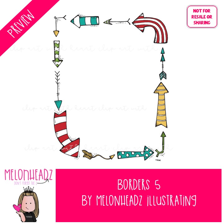 Borders clip art 5, frames, blank COLORED Version - Image 2