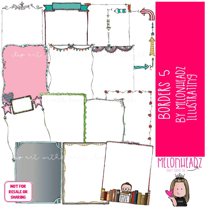 Borders clip art 5, frames, blank COLORED Version
