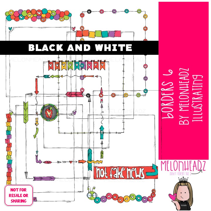 Borders clip art 6, frames, blank BLACK AND WHITE