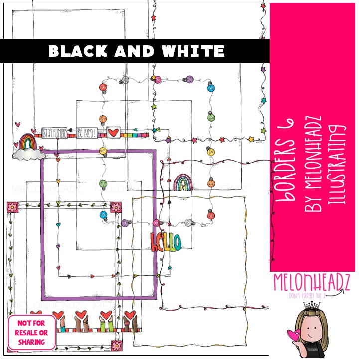 Borders clip art 6, frames, blank BLACK AND WHITE - Image 4