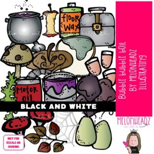 Bubble Bubble Boil clip art, literature, book companion, Halloween BLACK AND WHITE