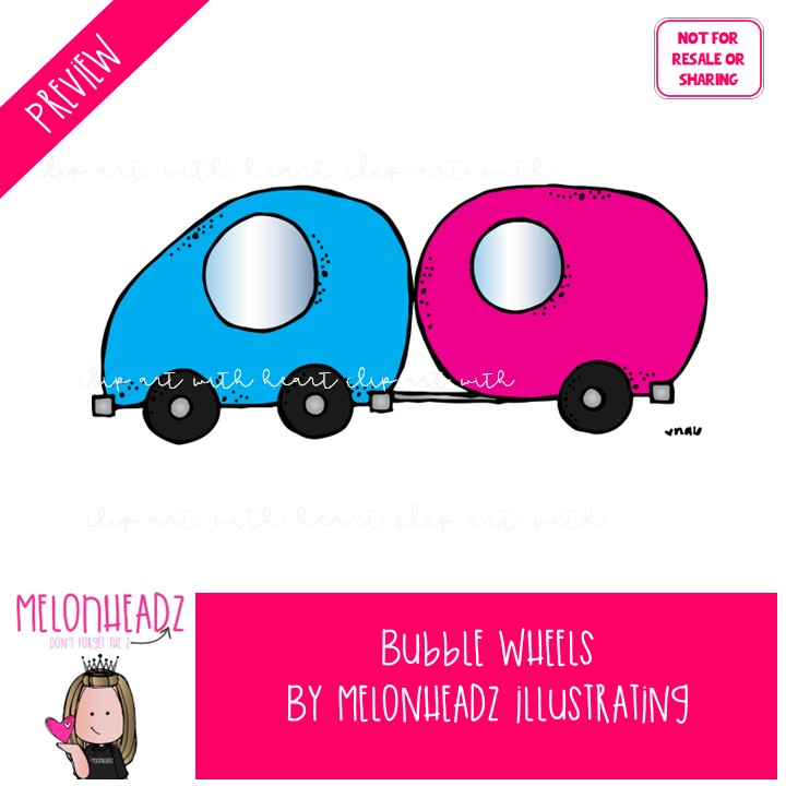 Bubble Wheels clip art, cars, trucks COLORED Version - Image 2