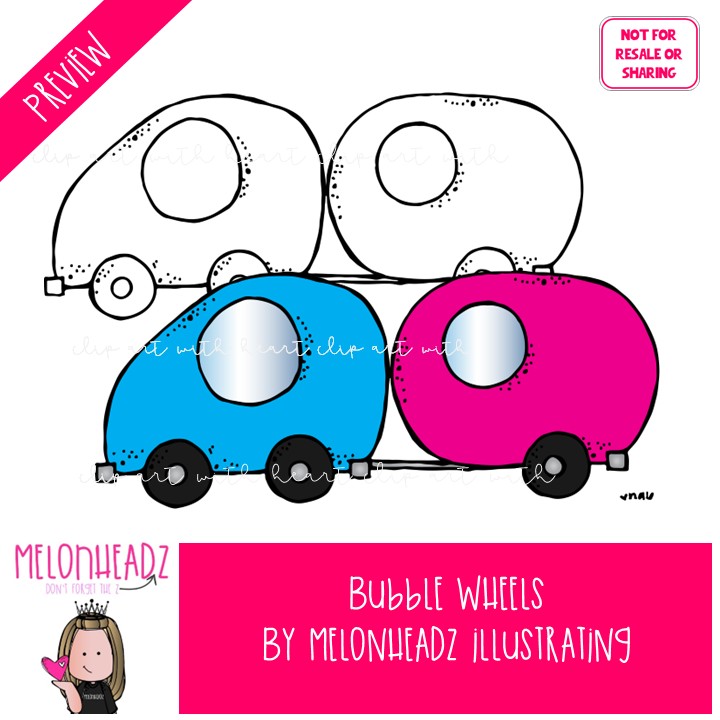 Bubble Wheels clip art, cars, trucks COMBO PACK - Image 2