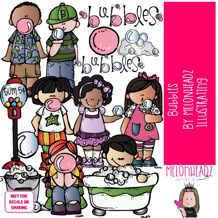 Bubbles clip art, gum, bath COLORED Version